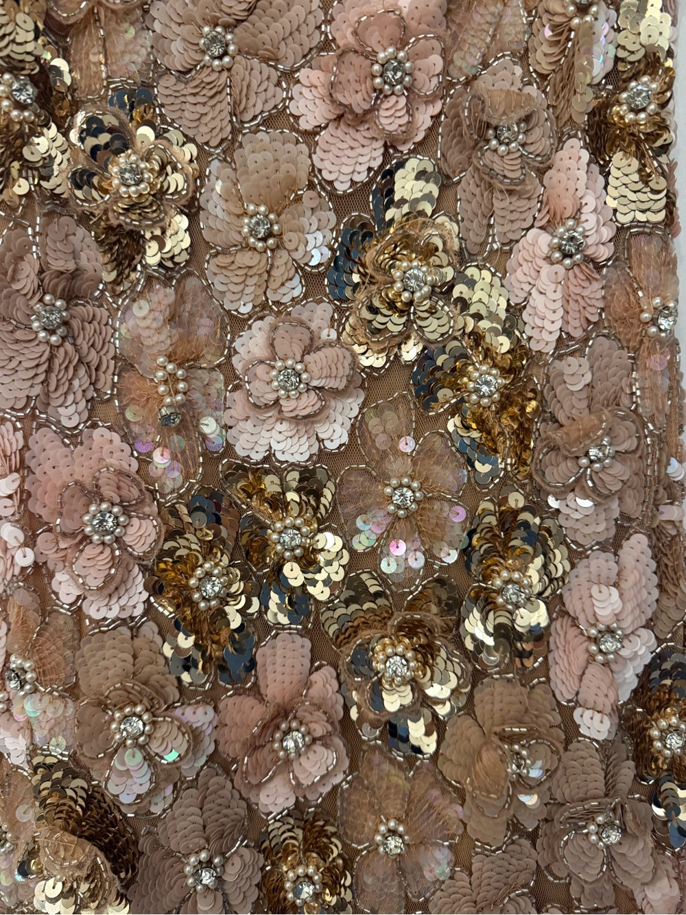 LoveShackFancy Floral Sequin Slip Dress in Blush and Gold - Picture 6 of 6